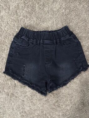 Little Bipsy 7-8Y Black Distressed High-Waist Denim Shorts